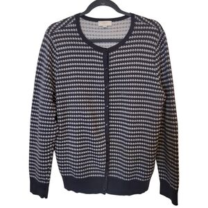 LOFT‎ Black & Gray Herringbone Cardigan Sweater Size XL
